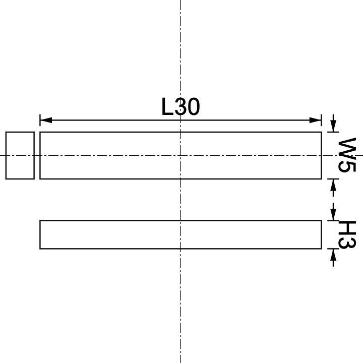 Neodymium Block Magnet 30mm X 5mm X 3mm Drawing