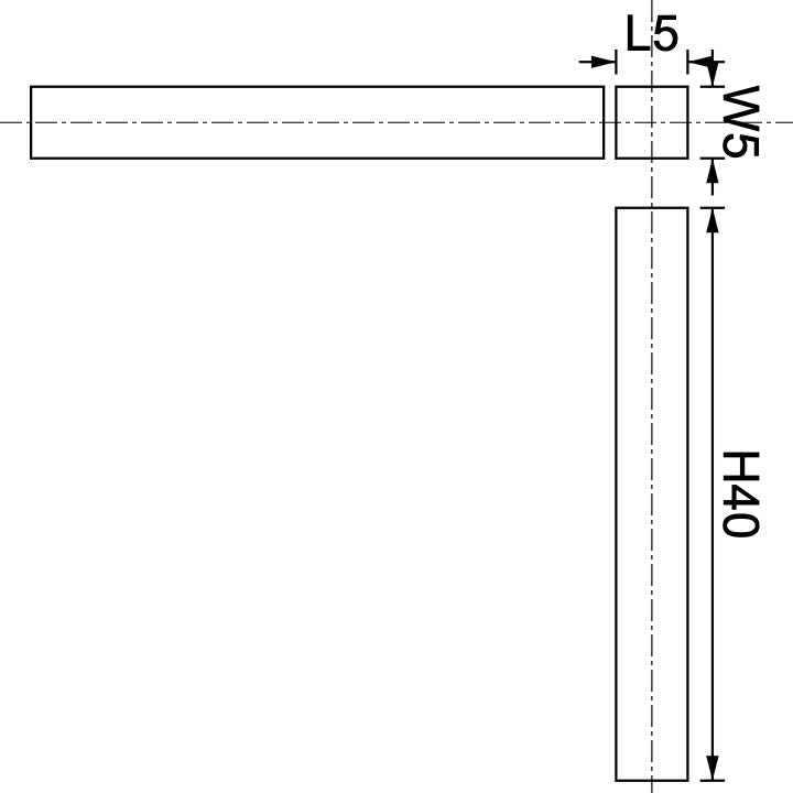 Neodymium Block Magnet 5mm X 5mm X 40mm Drawing