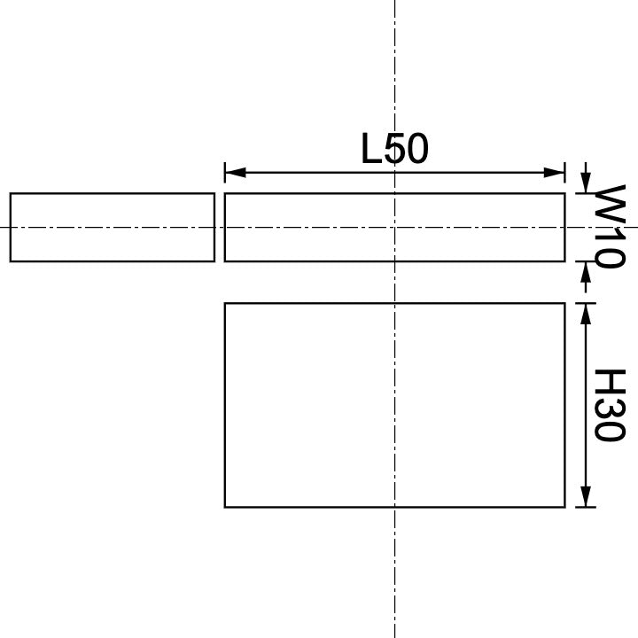 Neodymium Block Magnet 50mm x 10mm x 30mm Drawing