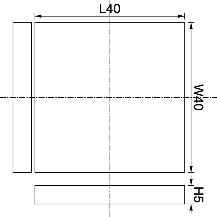 Neodymium Block Magnet 40mm X 40mm X 5mm Drawing