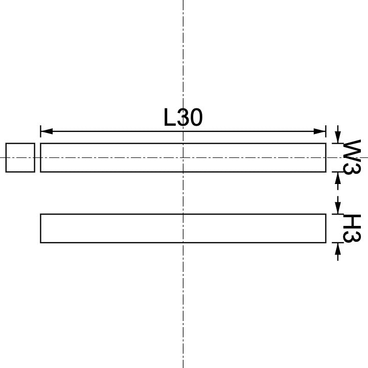 Neodymium Block Magnet 30mm X 3mm X 3mm Drawing