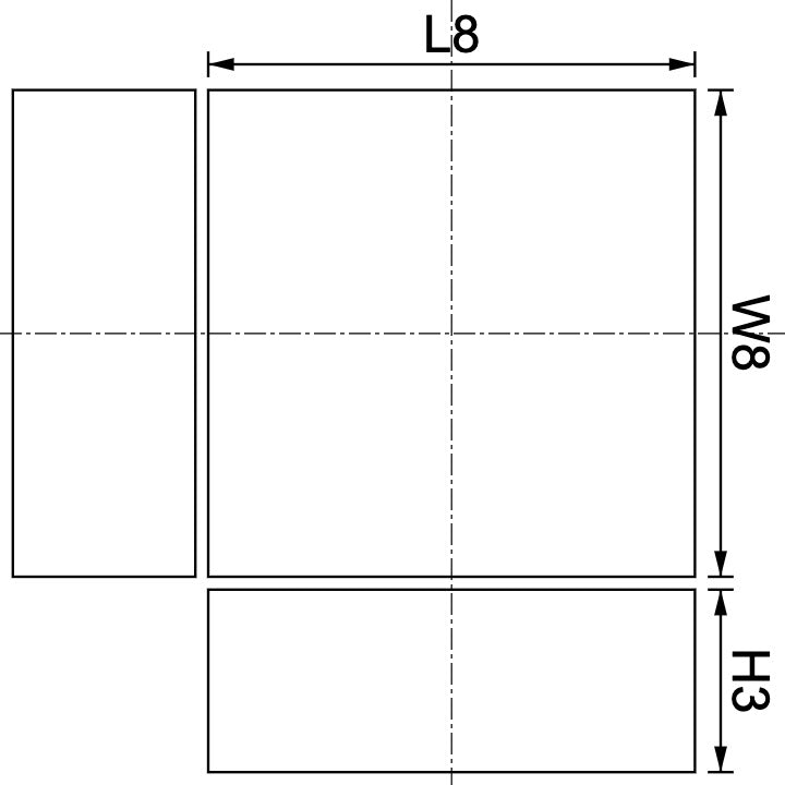 Neodymium Block Magnet 8mm X 8mm X 3mm 2D