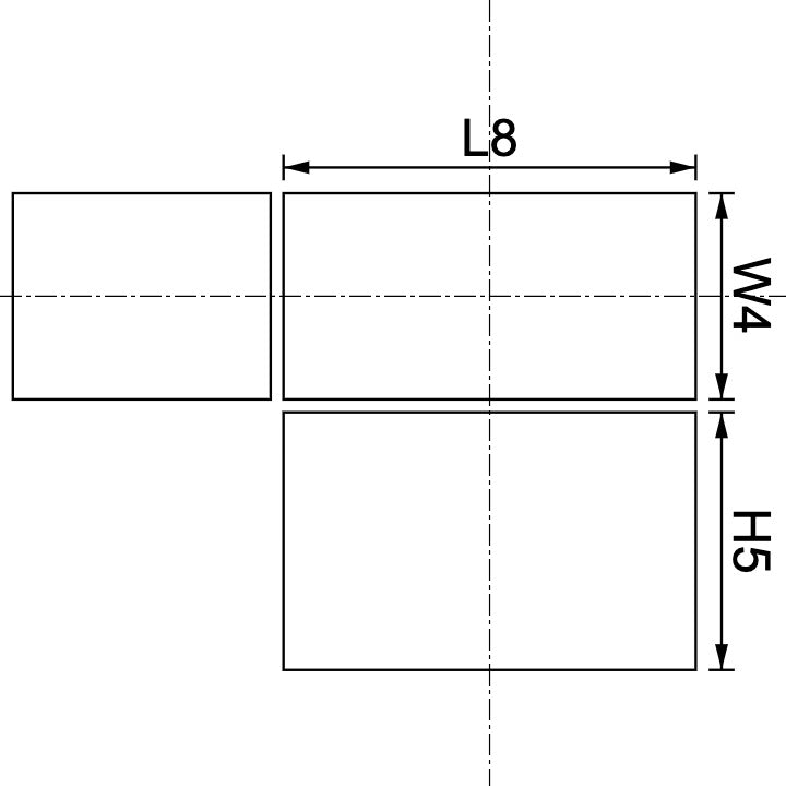 Neodymium Block Magnet 8mm X 4mm X 5mm Drawing