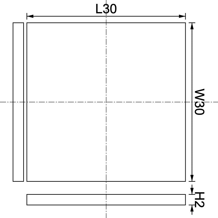 Neodymium Block Magnet 30mm X 30mm X 2mm Drawing