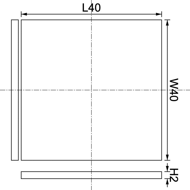 Neodymium Block Magnet 40mm X 40mm X 2mm Drawing