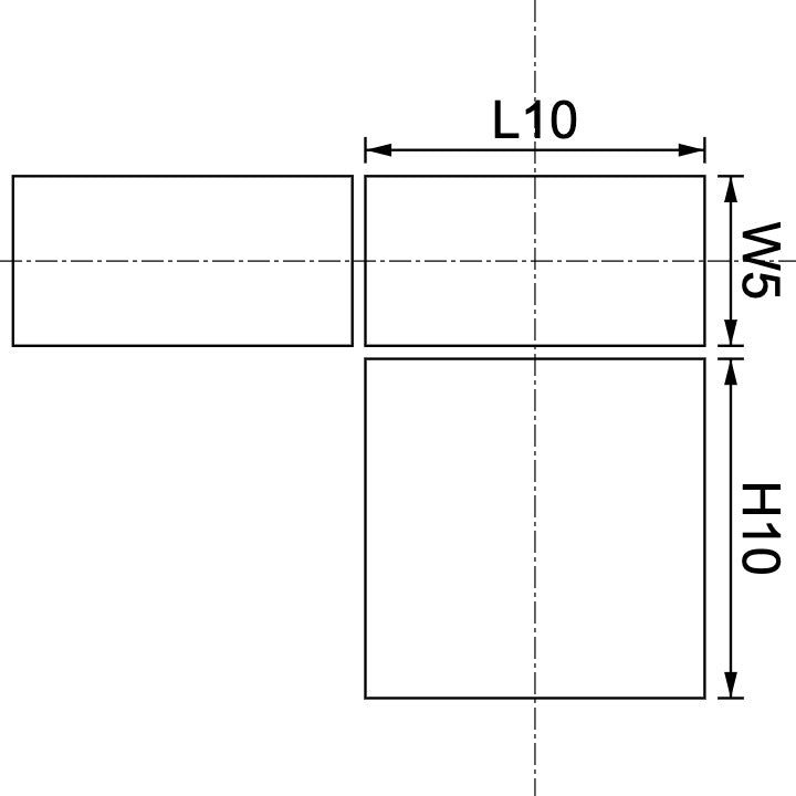 Neodymium Block Magnet 10mm X 5mm X 10mm Drawing