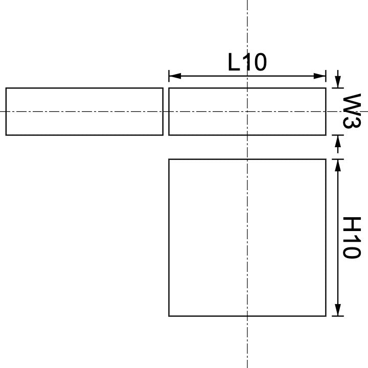 Neodymium Block Magnet 10mm X 3mm X 10mm Drawing