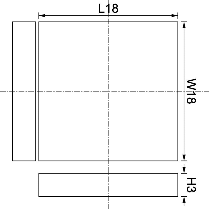 Neodymium Block Magnet 18mm X 18mm X 3mm Drawing