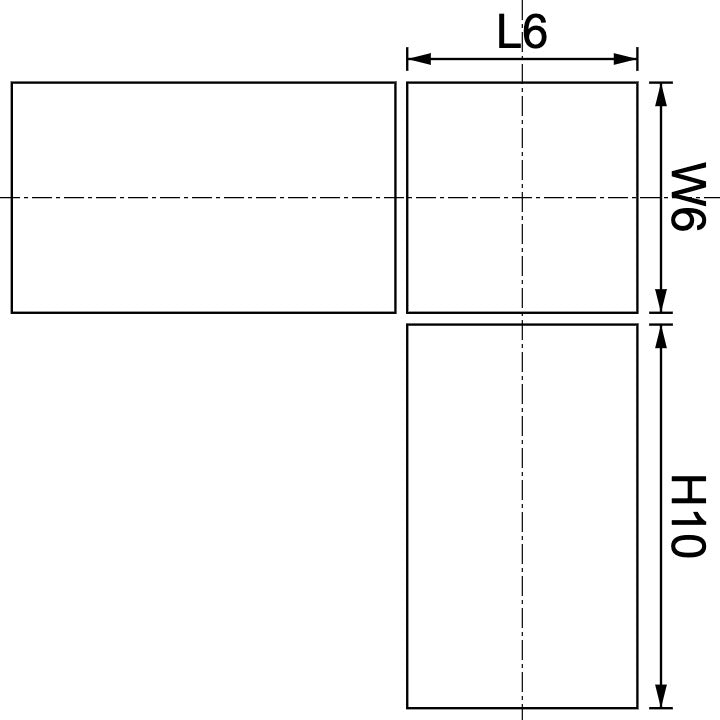 Neodymium Block Magnet 6mm X 6mm X 10mm Drawing