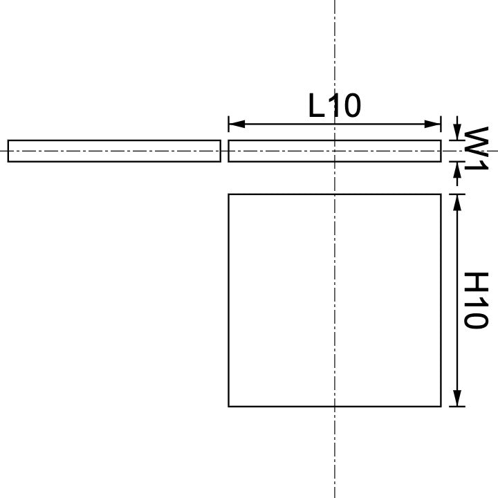 Neodymium Block Magnet 10mm X 1mm X 10mm Drawing