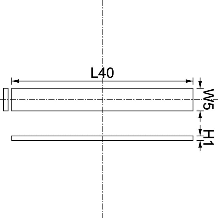 Neodymium Block Magnet 40mm x 5mm x 1mm Drawing