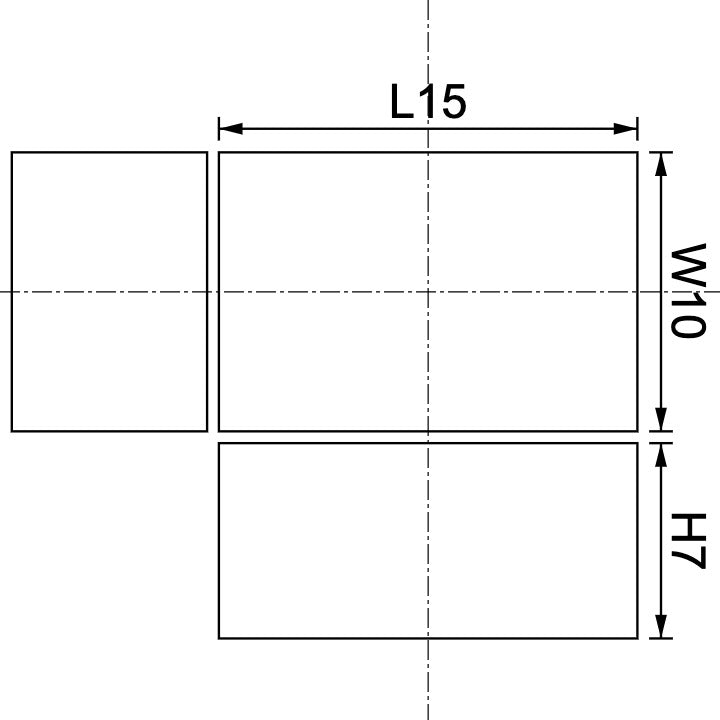 Neodymium Block Magnet 15mm x 10mm x 7mm Drawing