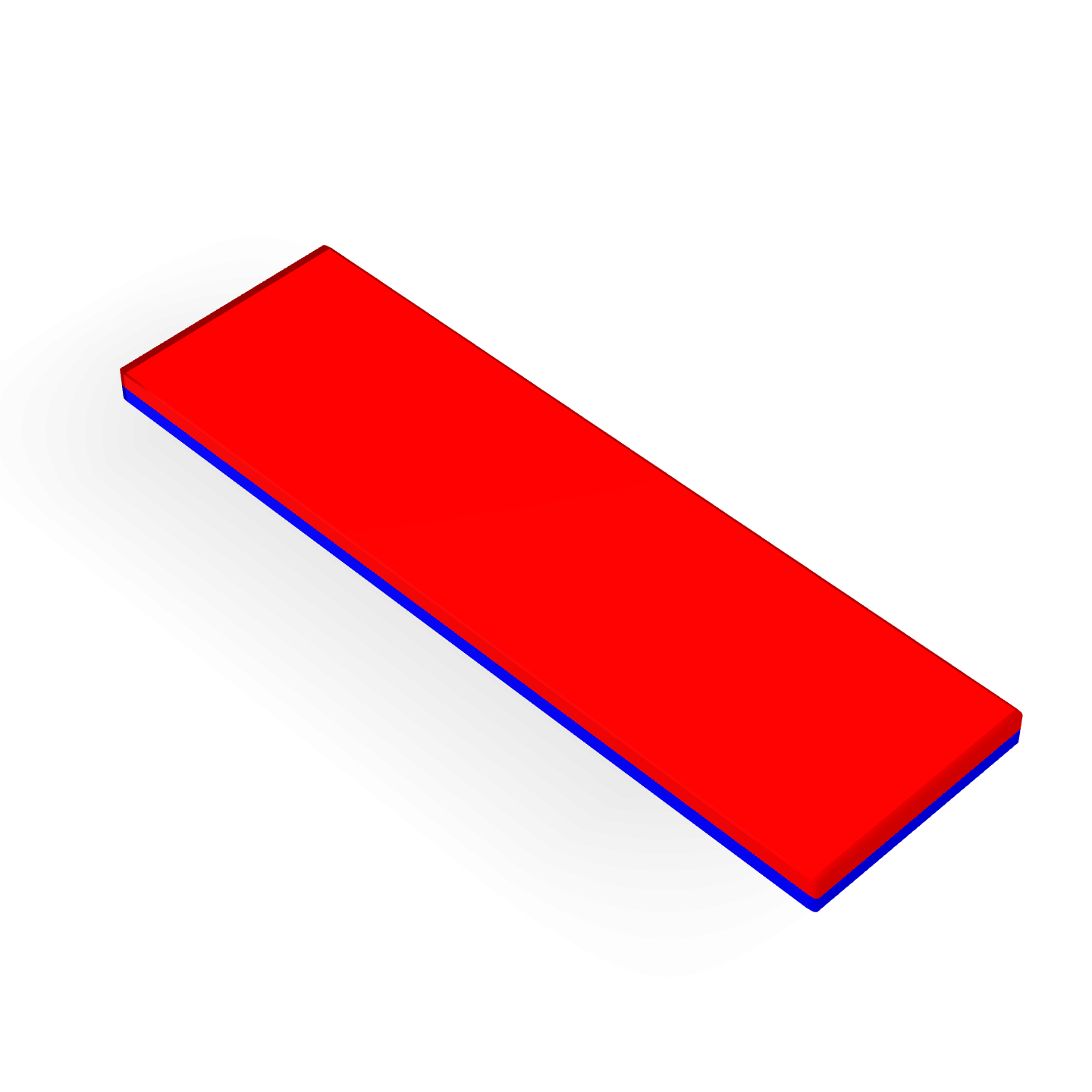 Neodymium Block Magnet 50mm X 15mm X 2mm Polarity