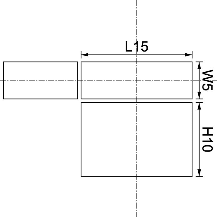 Neodymium Block Magnet 15mm X 5mm X 10mm Drawing