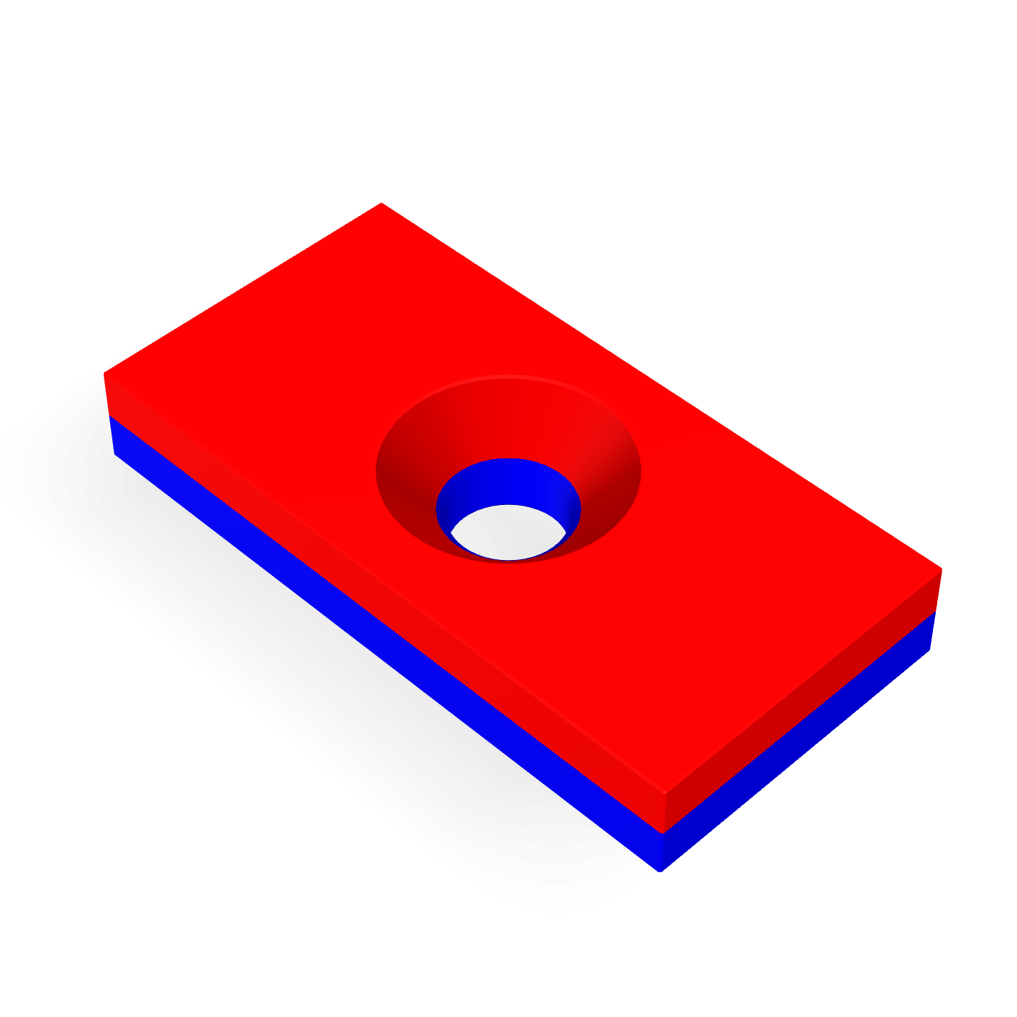 Neodymium Square Countersunk 20mm x 10mm x 3mm /M3