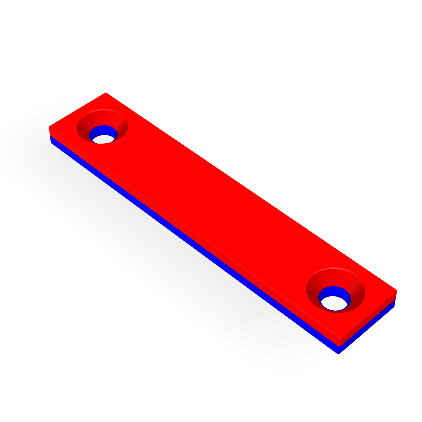 Neodymium Square Countersunk 50mm x 10mm x 3mm /M3