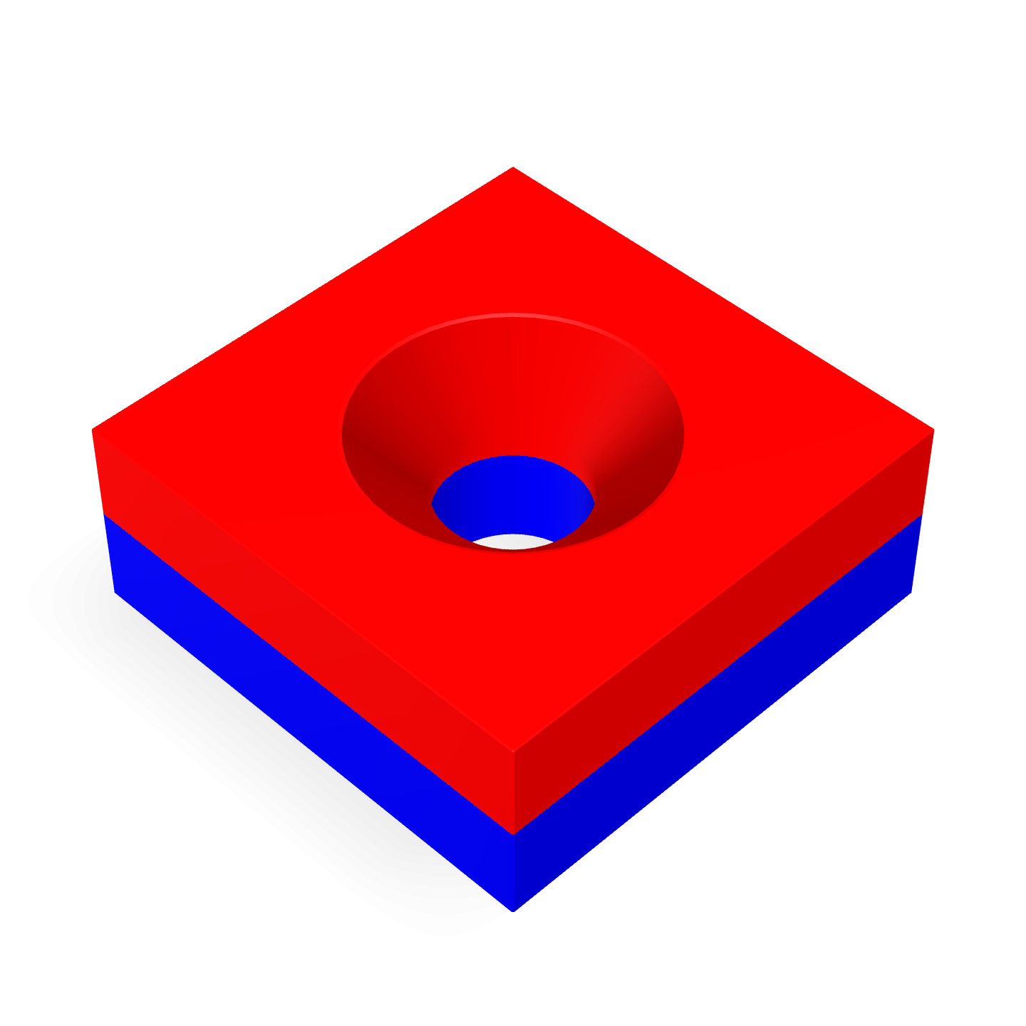 Neodymium Square Countersunk 15mm x 15mm x 6mm /M4