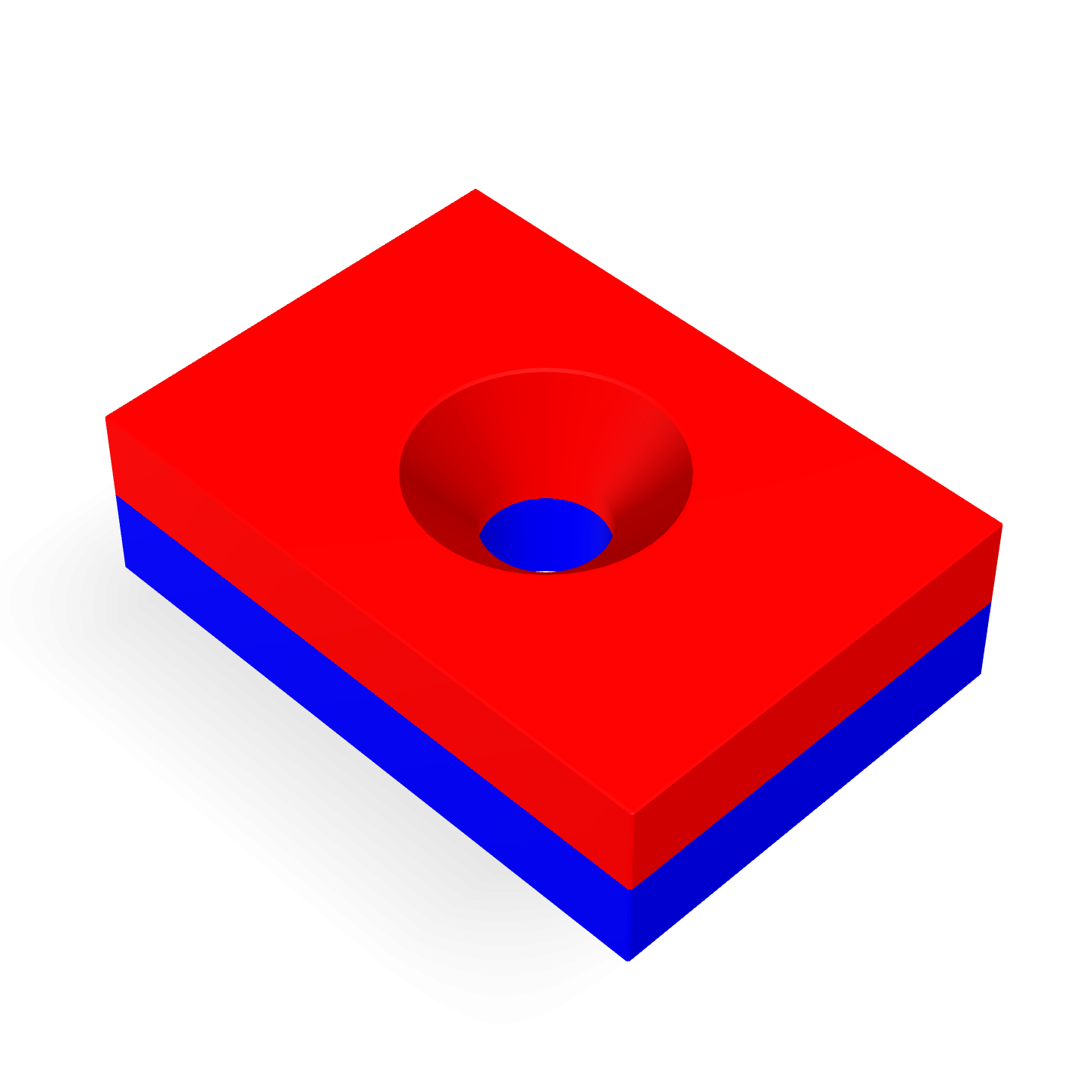 Neodymium Square Countersunk 17mm x 12mm x 5mm /M3