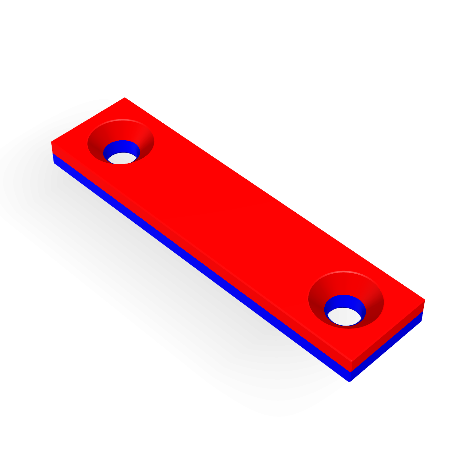 Neodymium Square Countersunk 40mm x 10mm x 3mm /M3