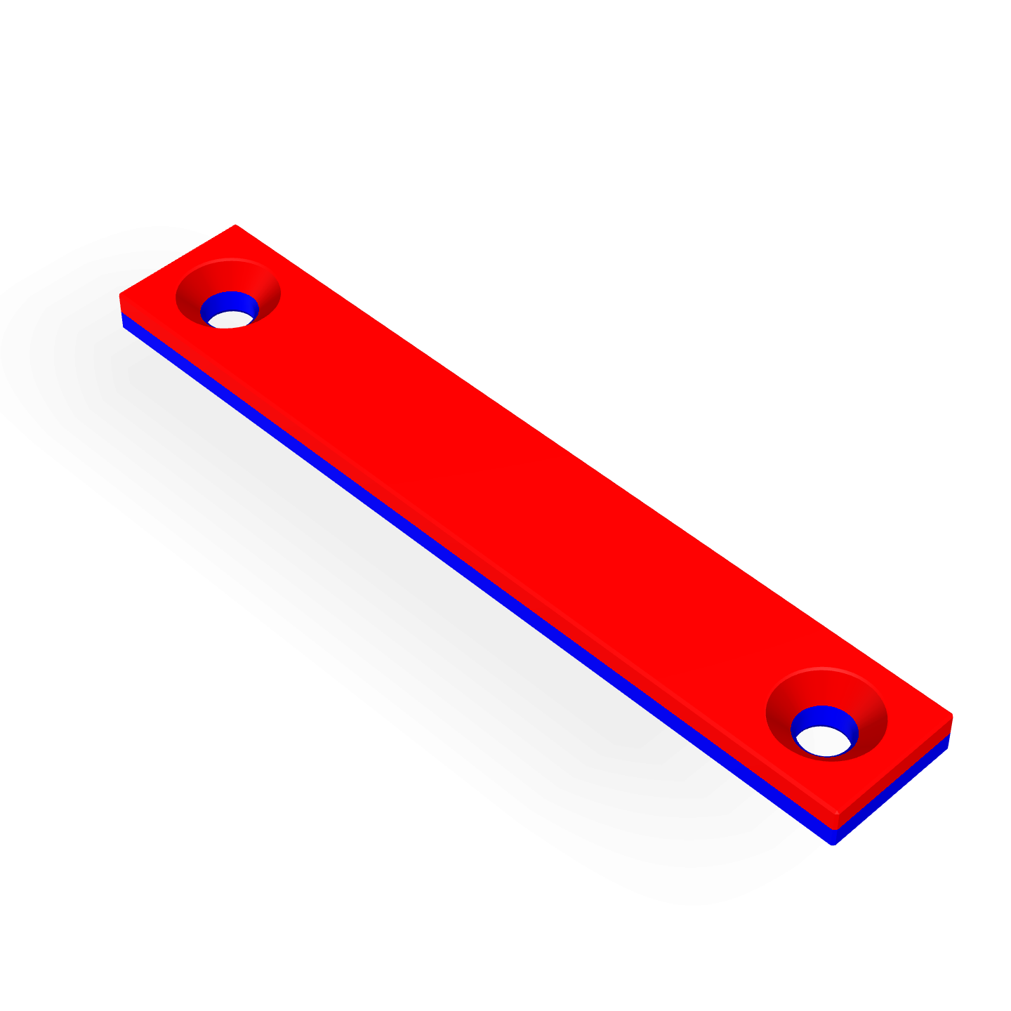 Neodymium Square Countersunk 60mm x 10mm x 3mm /M3