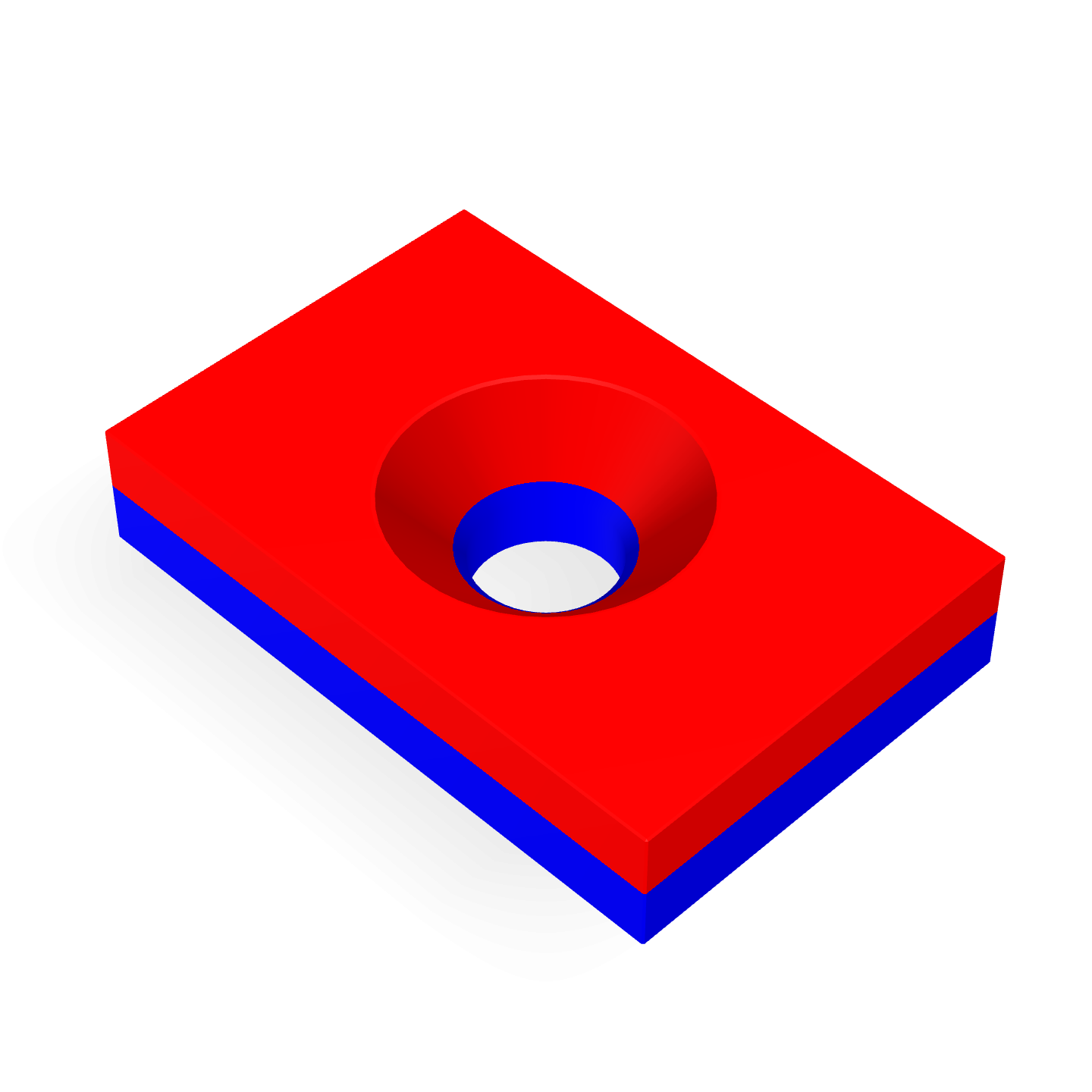 Neodymium Square Countersunk 15mm x 10mm x 3mm Polarity