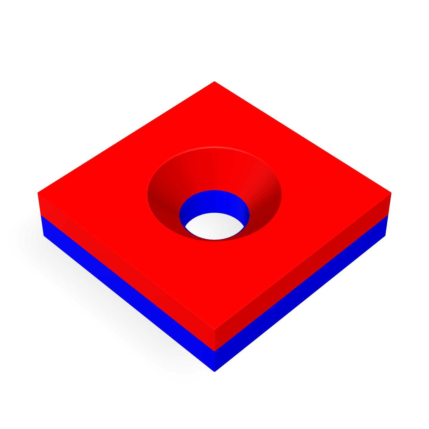 Neodymium Square Countersunk 20mm x 20mm x 5mm /M5