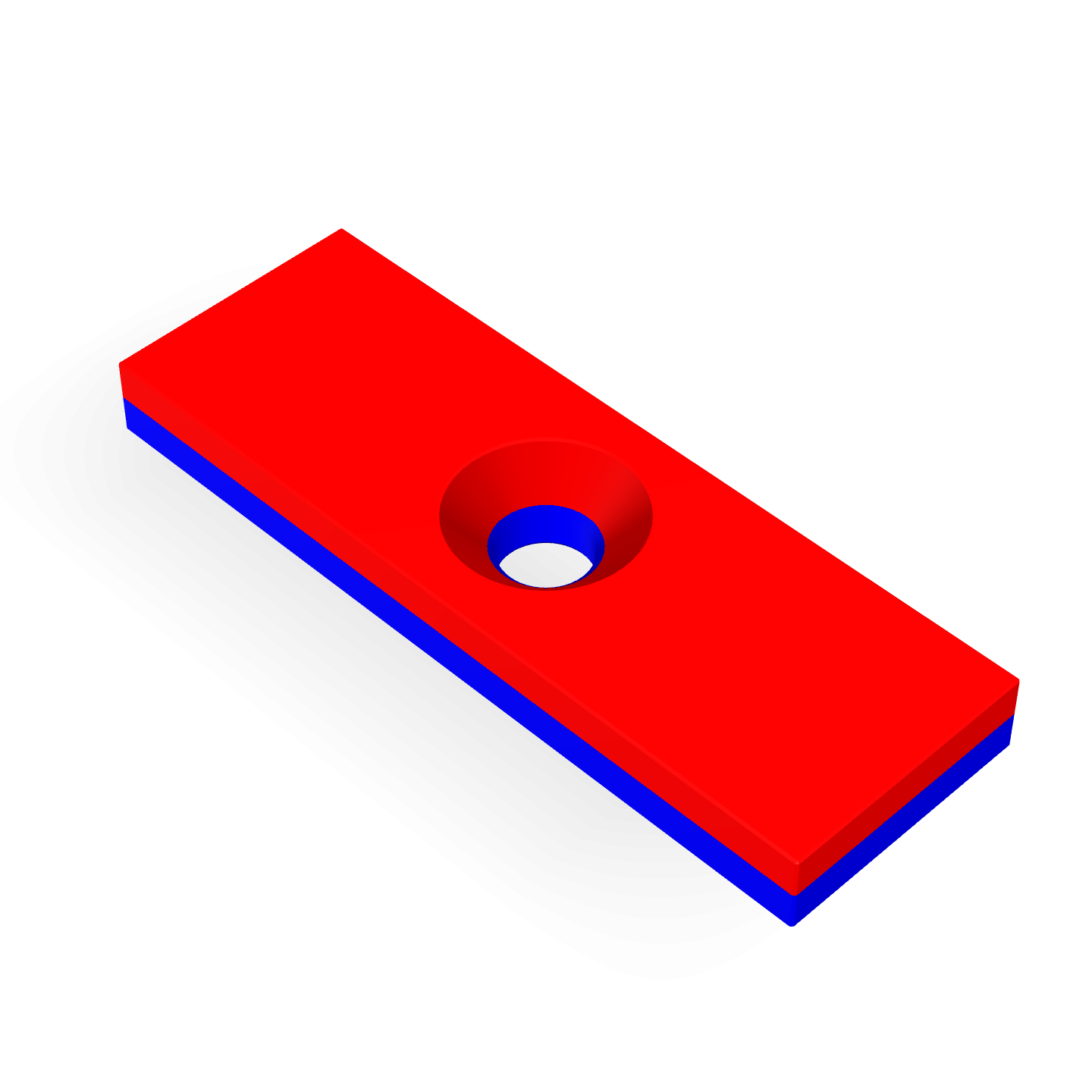 Neodymium Square Countersunk 30mm x 10mm x 3mm /M3