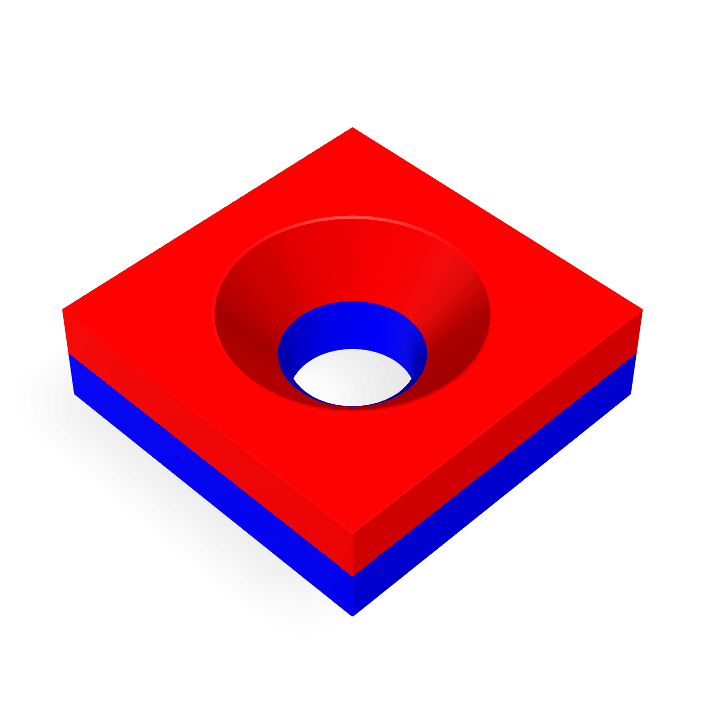 Neodymium Square Countersunk 10mm x 10mm x 3mm Polarity