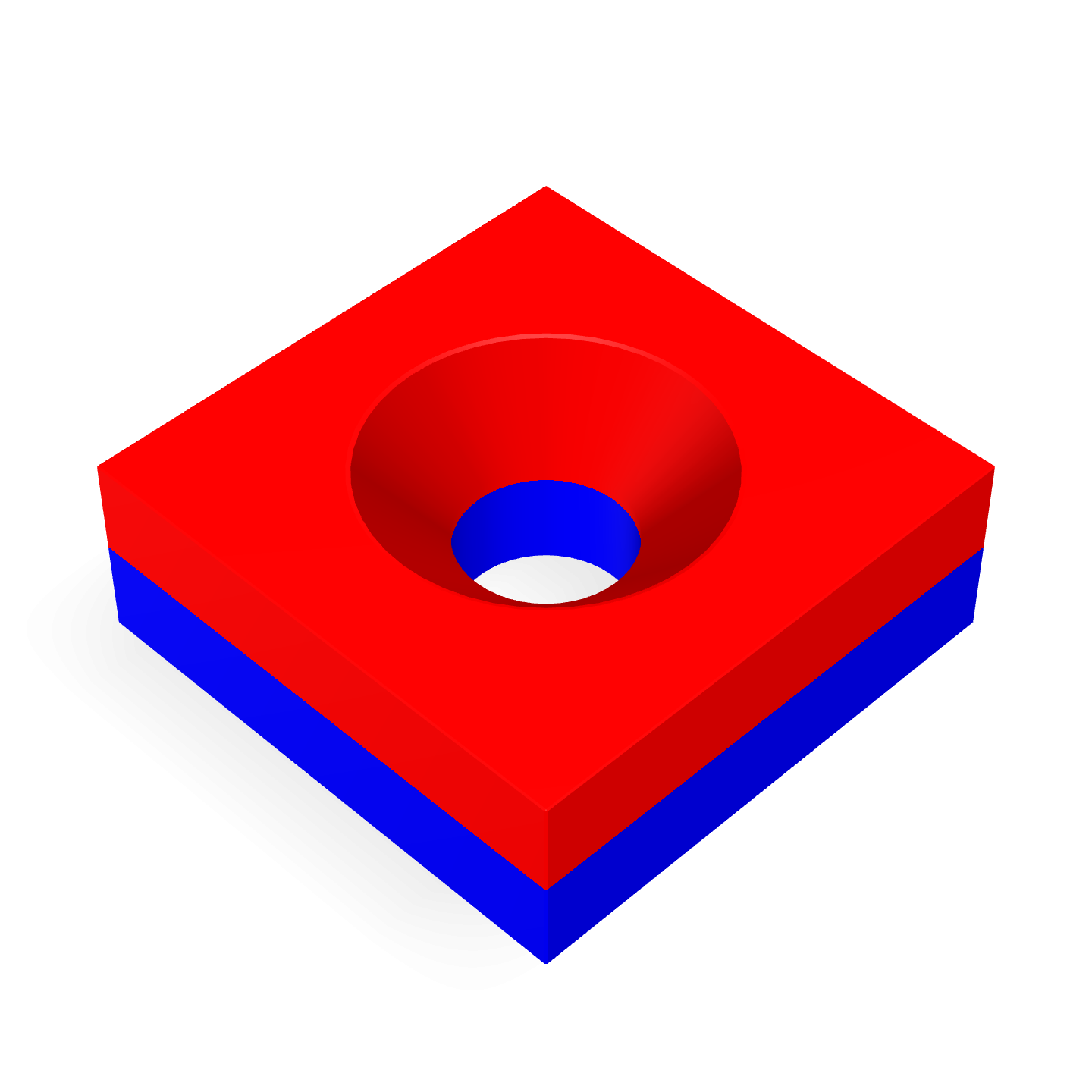 Neodymium Square Countersunk 14mm x 14mm x 5mm Polarity