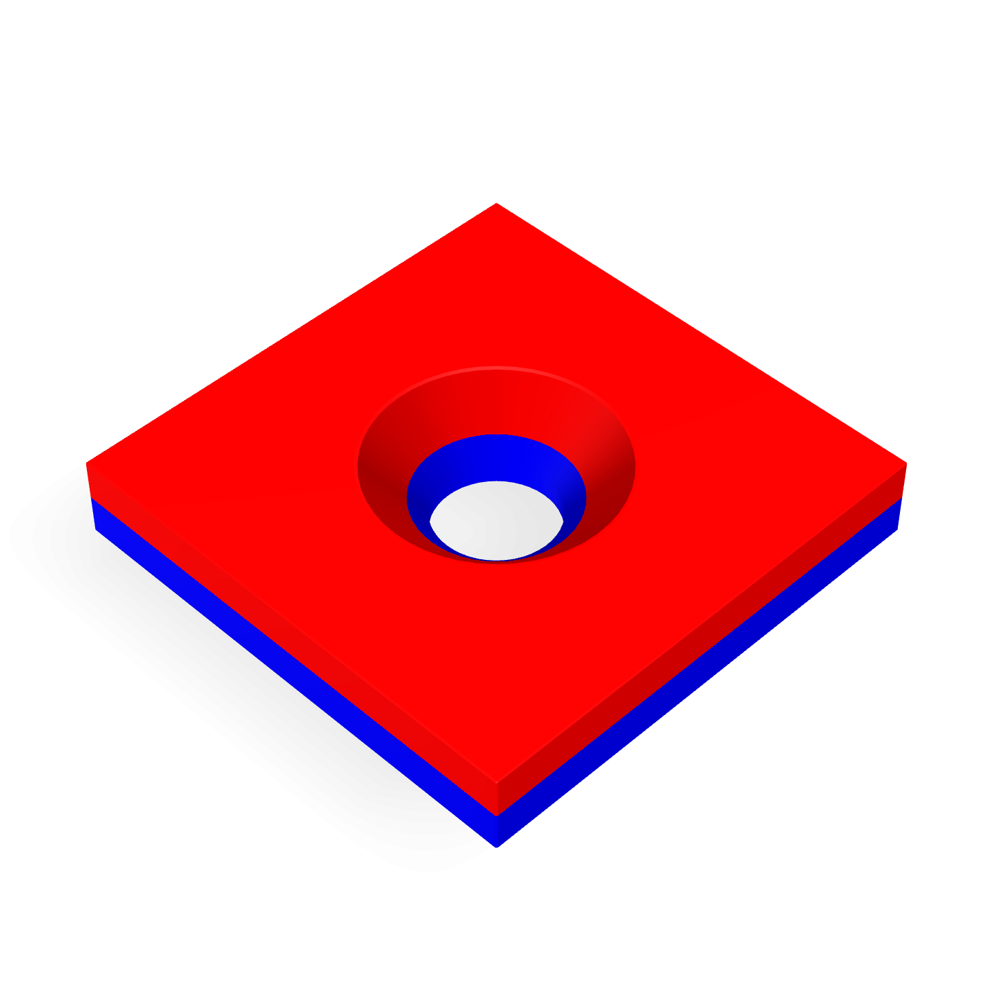 Neodymium Square Countersunk 18mm x 18mm x 3mm /M4