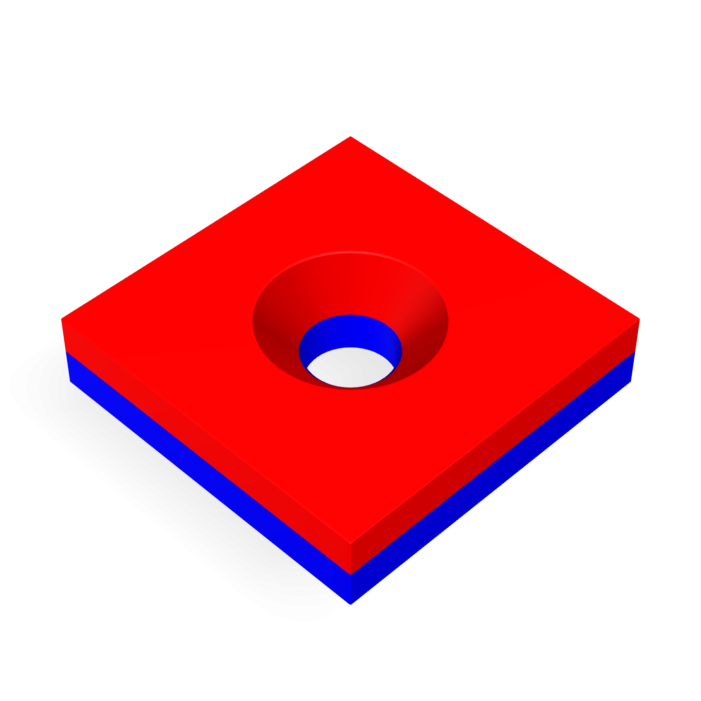 Neodymium Square Countersunk 18mm x 18mm x 4mm /M4