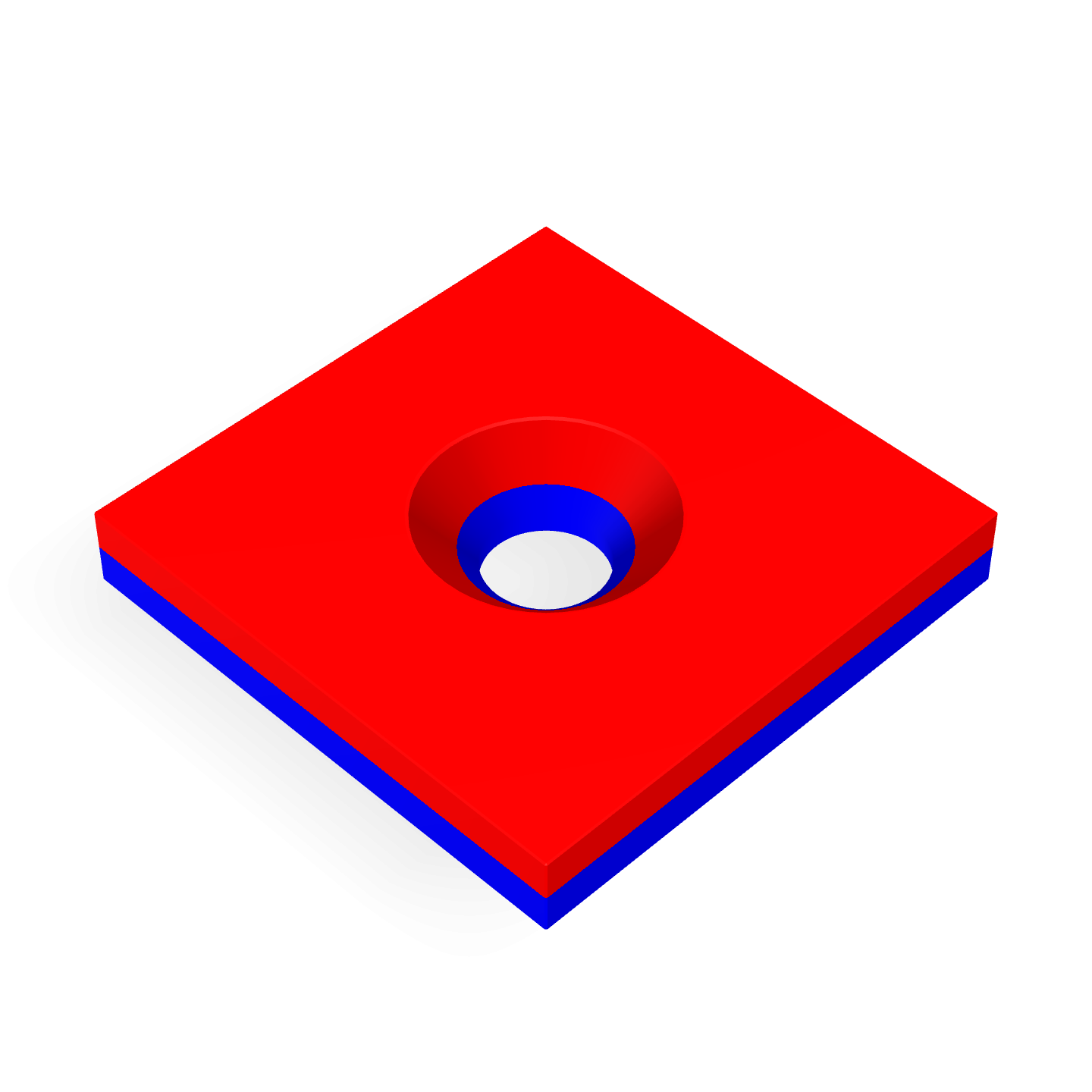 Neodymium Square Countersunk 20mm x 20mm x 3mm /M4