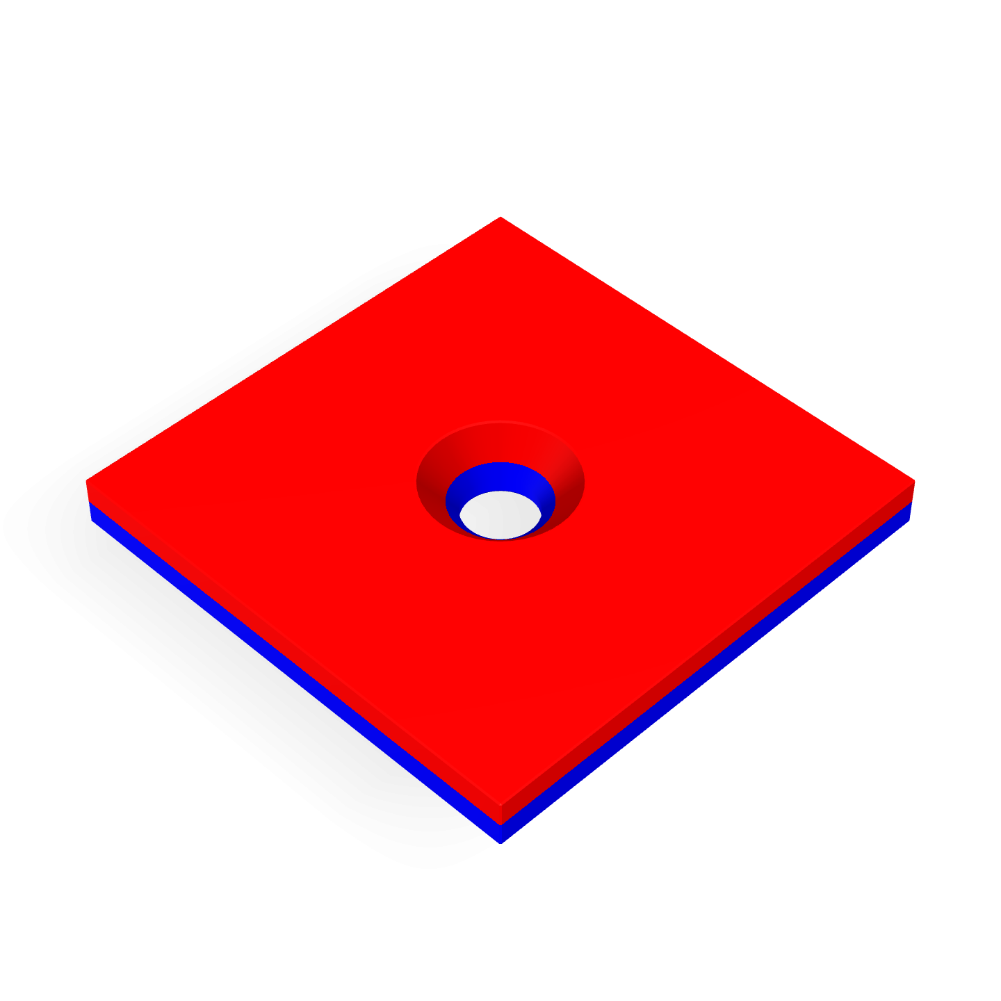 Neodymium Square Countersunk 30mm x 30mm x 3mm /M4