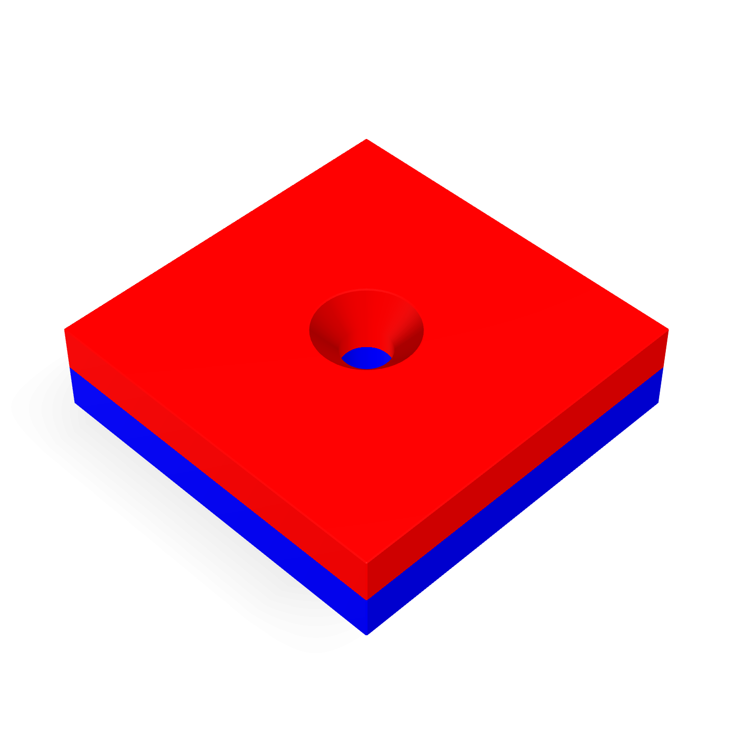 Neodymium Square Countersunk 40mm x 40mm x 10mm /M5