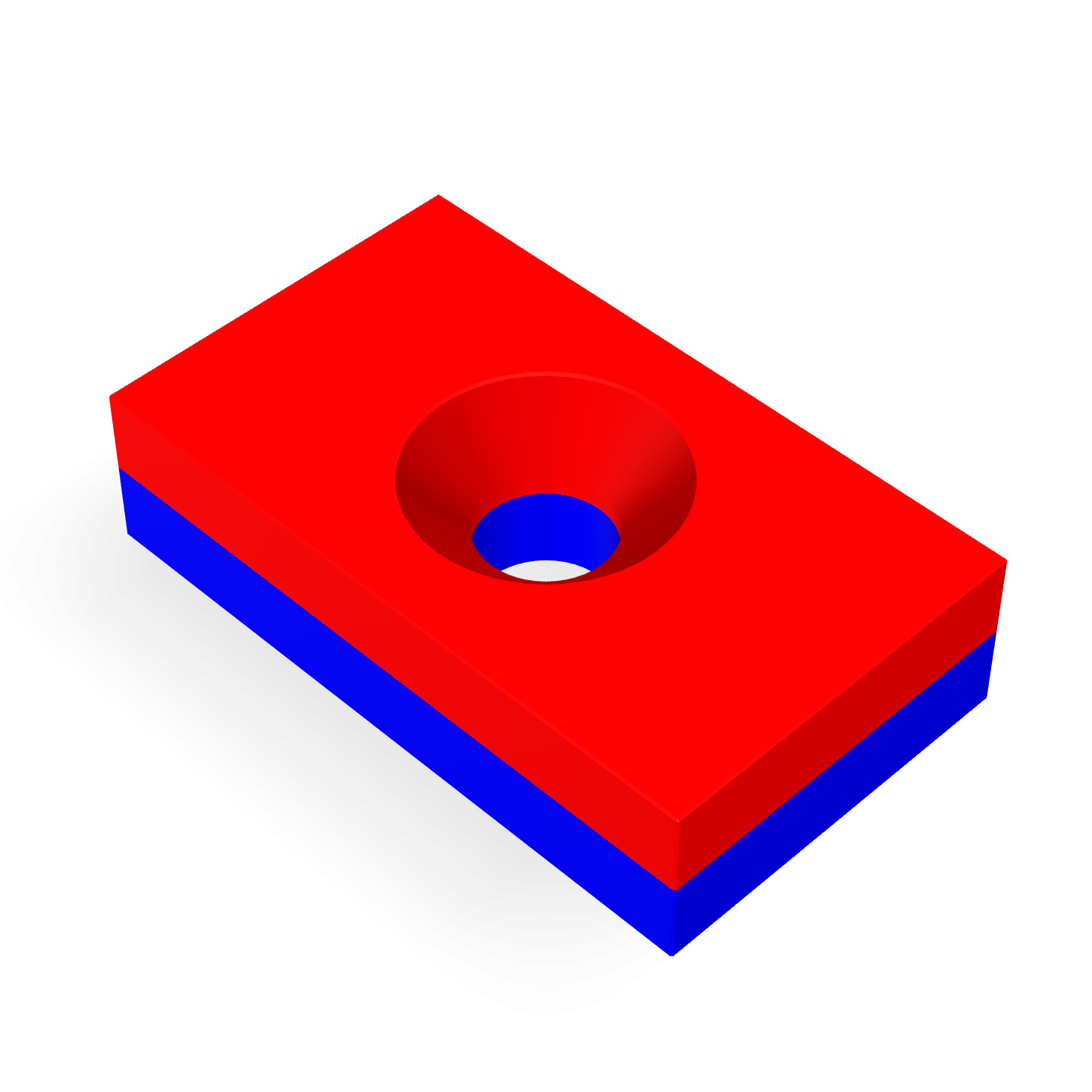 Neodymium Square Countersunk 12mm x 7mm x 3mm Polarity