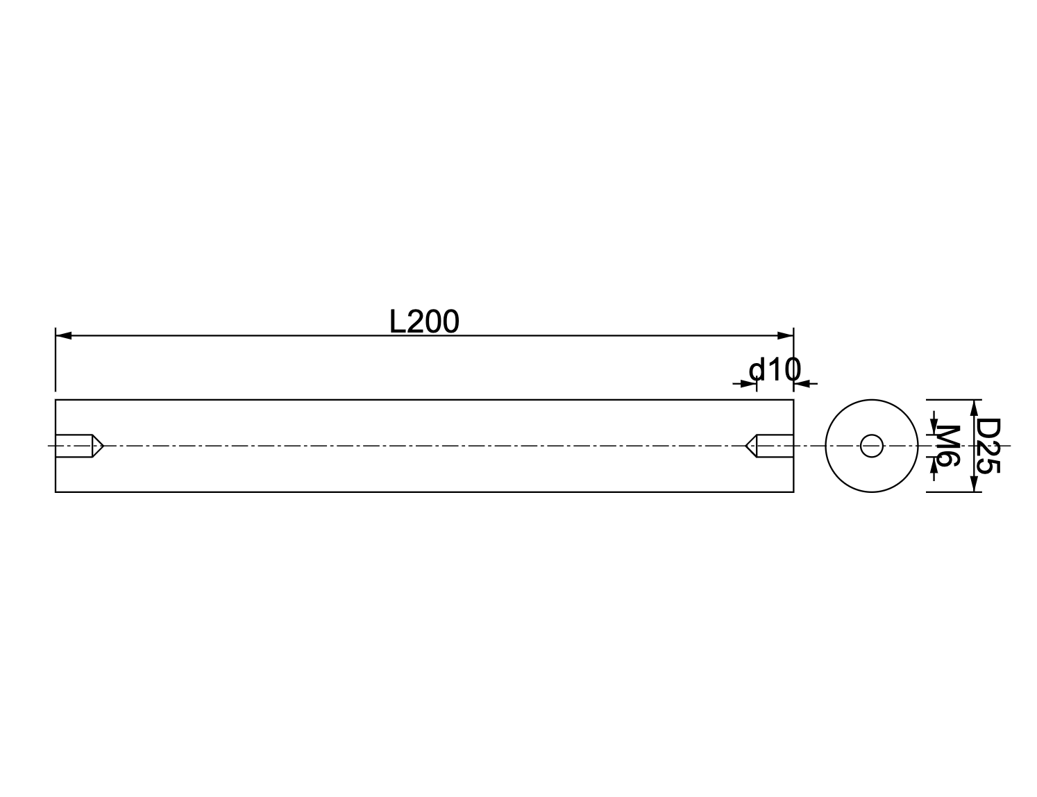 Magnet bar Φ25mm x 200mm M6